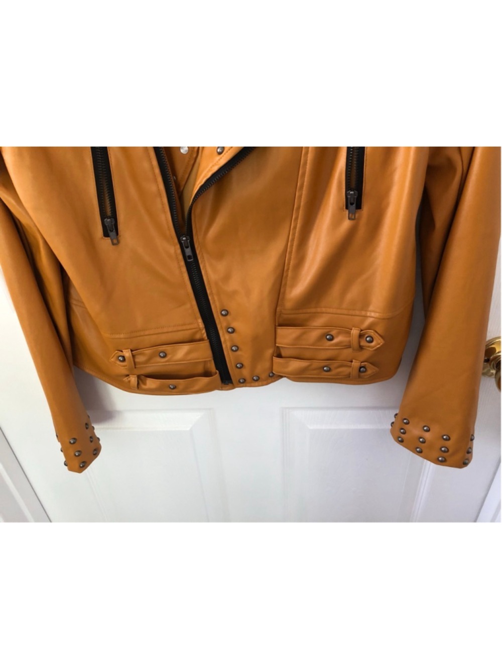 Sz M Crazy Train Studded Moto Brando Biker Style Jacket Western Punk PU Leather - Picture 3 of 12